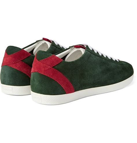 dark green suede gucci sneakers|Gucci rainbow platform sneakers.